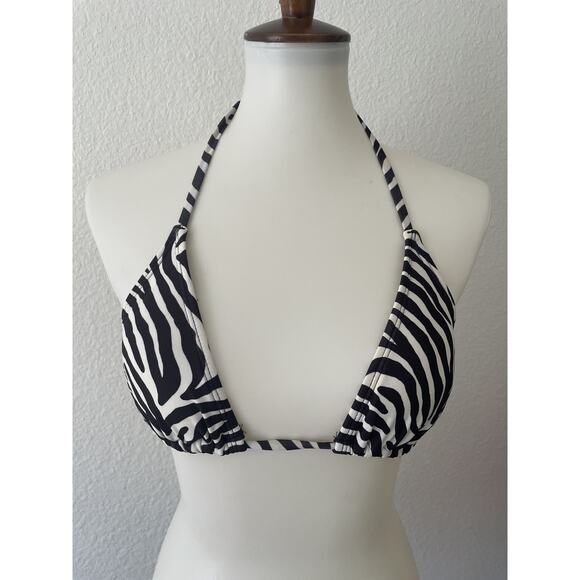 Kate Spade Swim Bikini Top Halter Plunge Swimwear Zebra Animal Print - Picture 1 of 9
